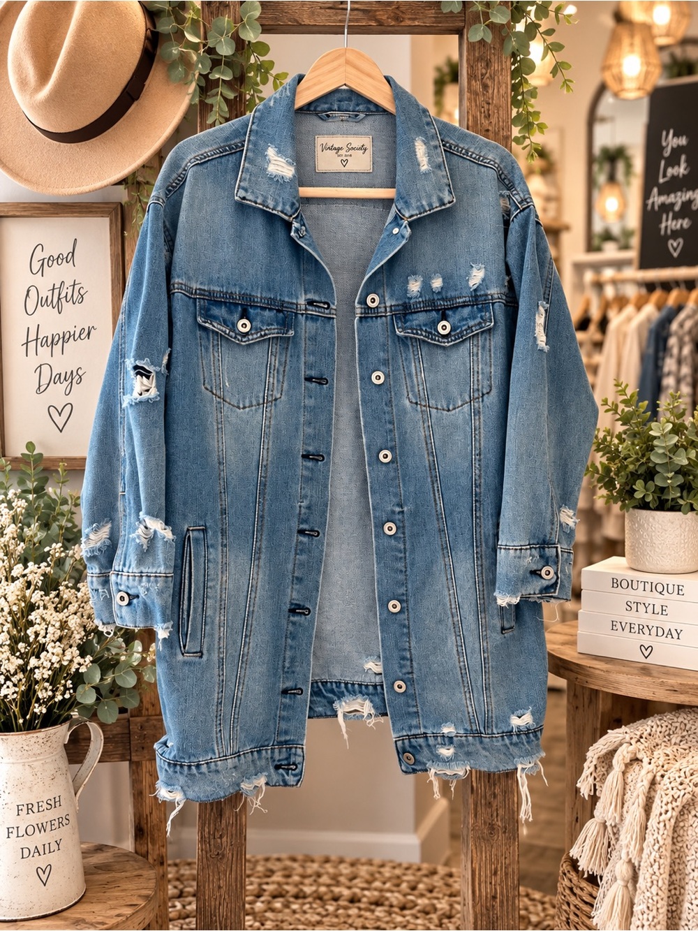 Highway Jeans Distressed Light Blue Denim Jacket